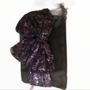 Betsy Johnson sparkle bow clutch wristlet